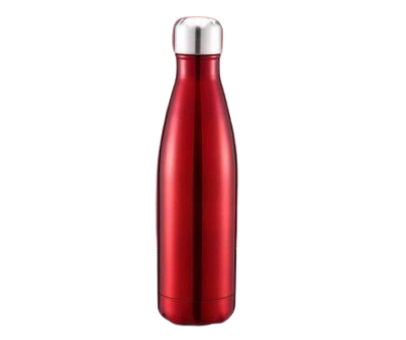 Red glossy stainless steel insulated bottle