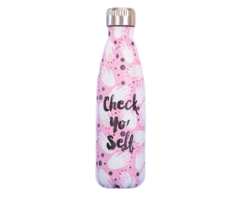 Insulated stainless steel bottle pinky hand 