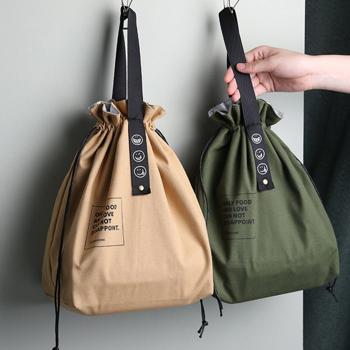 Marble Arch Canvas Drawstring Insulated Lunch Bag