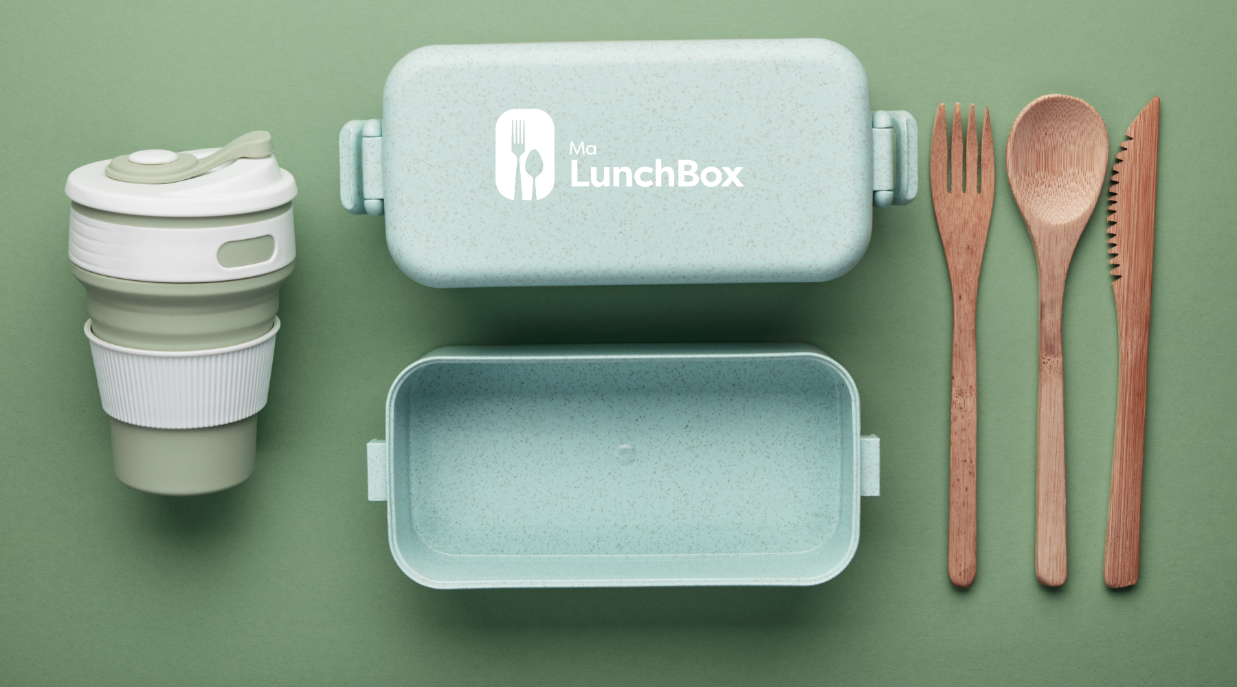 Boîte Lunchbox en verre avec couverts en plastique 1,2L