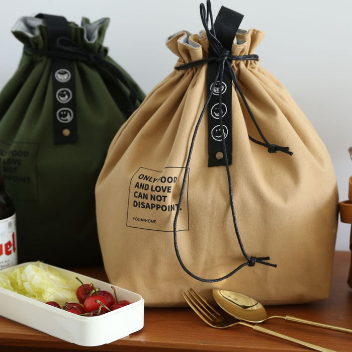 Marble Arch Canvas Drawstring Insulated Lunch Bag
