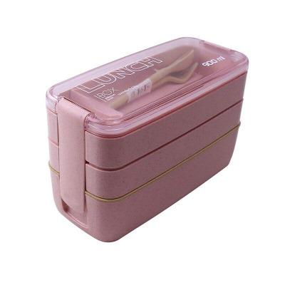 Lunch box en paille de blé avec couverts | MALUNCHBOX™ Malunchboxshop rose 